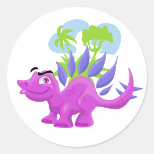 Purple Stegosaurus Classic Round Sticker