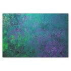 Purple Stencil Flowers on Green Decoupage