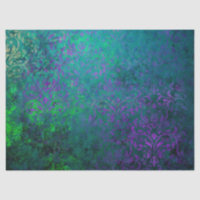 Purple Stencil Flowers on Green Decoupage