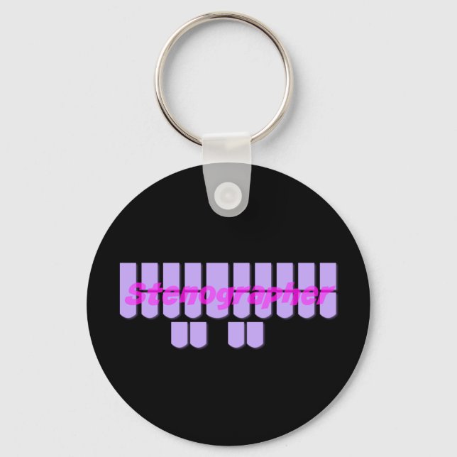 Purple Stenographer Steno Machine Keys Key Ring (Front)