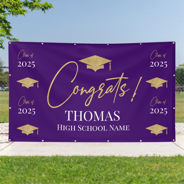 Purple Step and repeat Graduation Backdrop banner  (Outside)