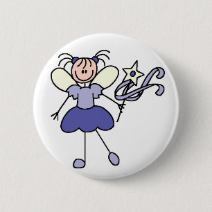 Purple Stick Figure Angel Button