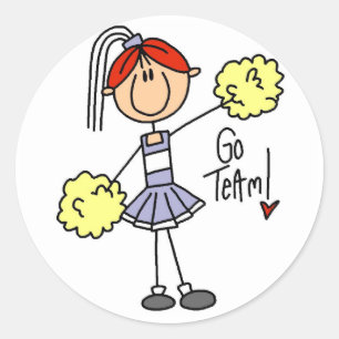Purple Stick Figure Cheerleader t-shirts and Gifts Classic Round Sticker