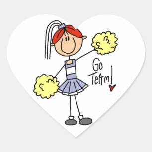 Purple Stick Figure Cheerleader t-shirts and Gifts Heart Sticker