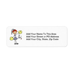 Purple Stick Figure Cheerleader t-shirts and Gifts Return Address Label