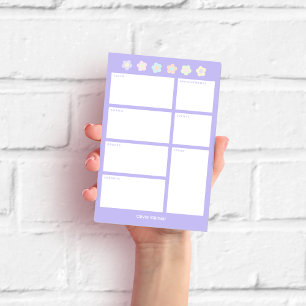 Purple Sticky Notes with Pastel Flowers