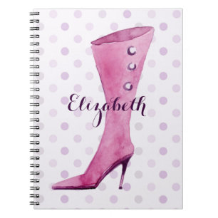 Purple stiletto heel boot personalised notebook