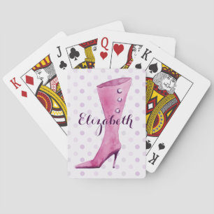 Purple stiletto heel boot personalised playing cards