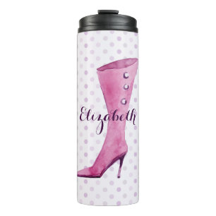Purple stiletto heel boot personalised thermal tumbler