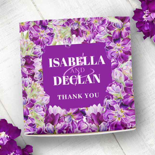 Purple stock flower watercolor floral favour box (Creator Uploaded)