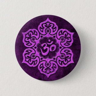 Purple Stone Floral Om 6 Cm Round Badge