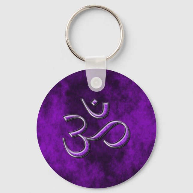 Purple Stone Om Key Ring (Front)