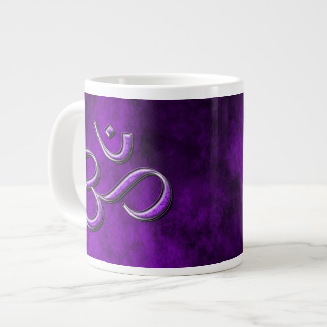 Purple Stone Om Large Coffee Mug (Front Left)