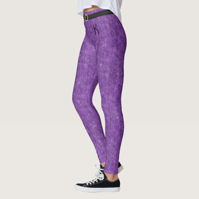 Purple Stonewashed Denim Jeans Initial customised Leggings (Left)