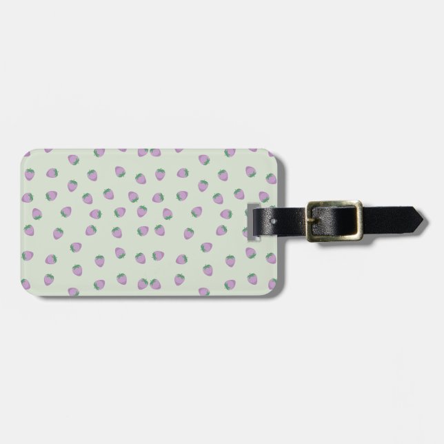 Purple Strawberries Pattern Luggage Tag (Front Horizontal)