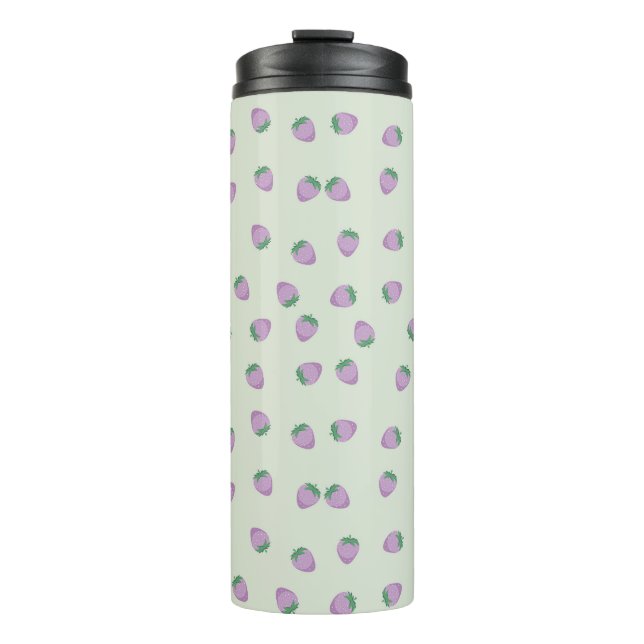 Purple Strawberries Pattern Thermal Tumbler (Front)