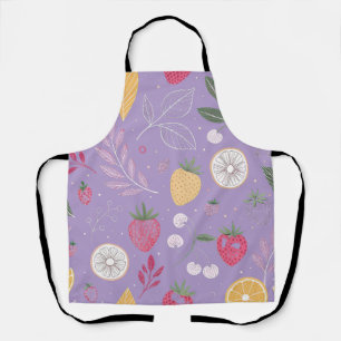 "Purple Strawberry Citrus Floral Apron