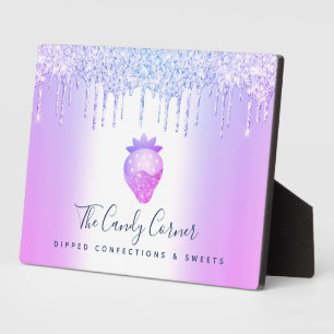 Purple Strawberry Glitter Drip Chef Dessert Sweets Plaque