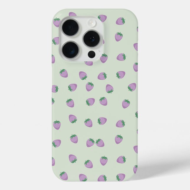  Purple Strawberry Pattern on Green Background Case-Mate iPhone Case (Back)