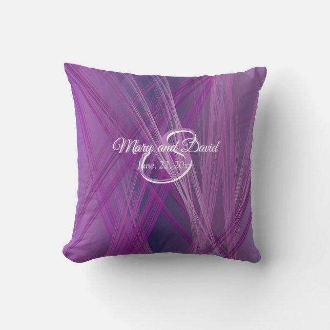Purple Streaks Wedding Pillow (Front)