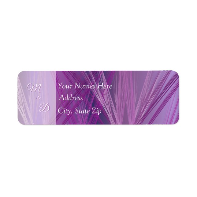 Purple Streaks Wedding Return Address Label (Front)