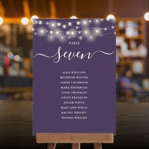 Purple String Light Table Number Seating Chart
