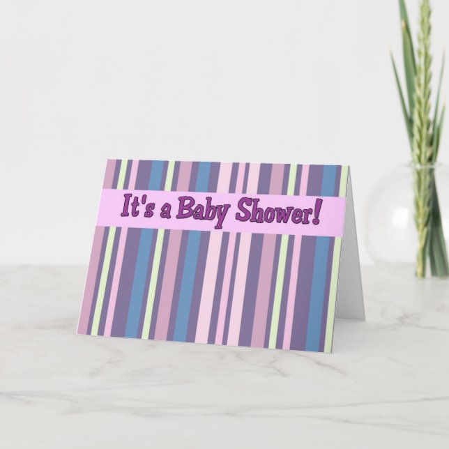 Purple Stripe Baby Shower Invitations (Front)