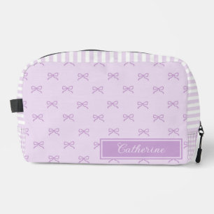 Purple Stripe Bow Pattern Coquette Cosmetic Dopp Kit