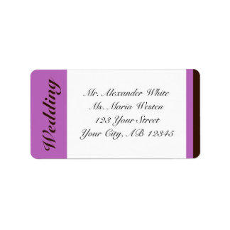 Purple Stripe Brown Wedding Address Labels