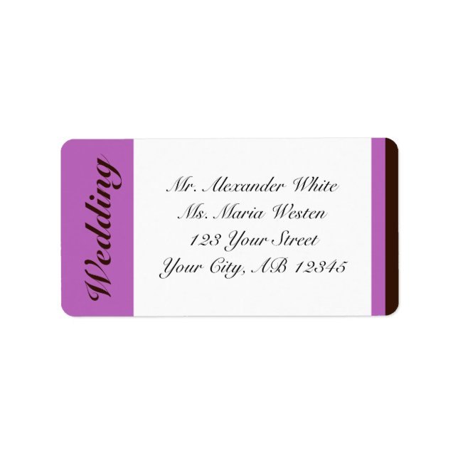 Purple Stripe Brown Wedding Address Labels (Front)