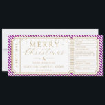 Purple Stripe Concert Ticket Gift Voucher Card<br><div class="desc">This fake Christmas concert gift voucher design features a stripe design. All of the text is fully editable. For more advanced customisation of this design,  simply select the "Customise It" button above.</div>