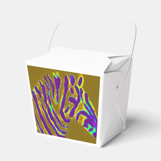 Purple stripe zebra art favour box (Front Side)