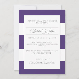 Purple Striped Baby Shower Invitation