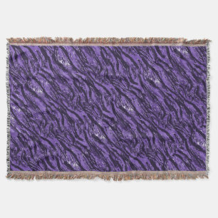 Purple Striped Camo Throw Blanket