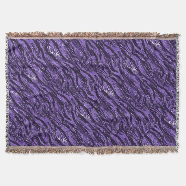 Purple Striped Camo Throw Blanket (Front)