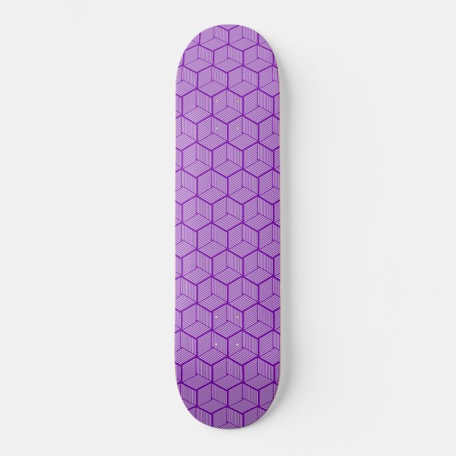 Purple Striped Cubes Skateboard (Front)