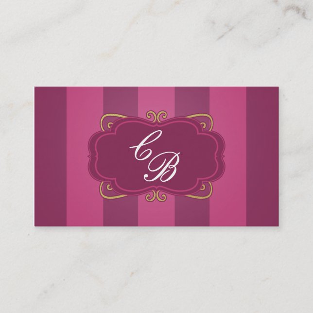 Purple Striped & Gold Chic Boutique Business Card (Front)