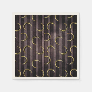 Purple striped gold moon pattern gothic vintage napkin
