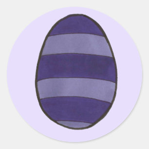 Purple Striped Happy Easter Basket Egg Hunt Eggs Classic Round Sticker