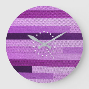 Purple Striped Knitted Fabric Monogram Customised Large Clock