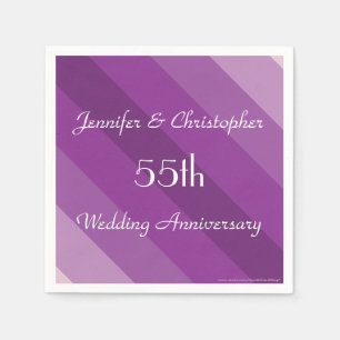 Purple Striped Napkins, 55th Wedding Anniversary Napkin