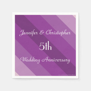 Purple Striped Napkins, 5th Wedding Anniversary Napkin