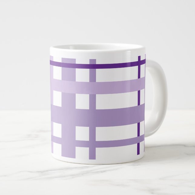 Purple Striped Pattern  Large Coffee Mug (Front Right)