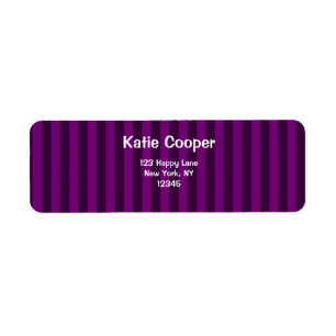 Purple Striped Pattern Return Address Label