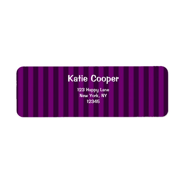 Purple Striped Pattern Return Address Label (Front)