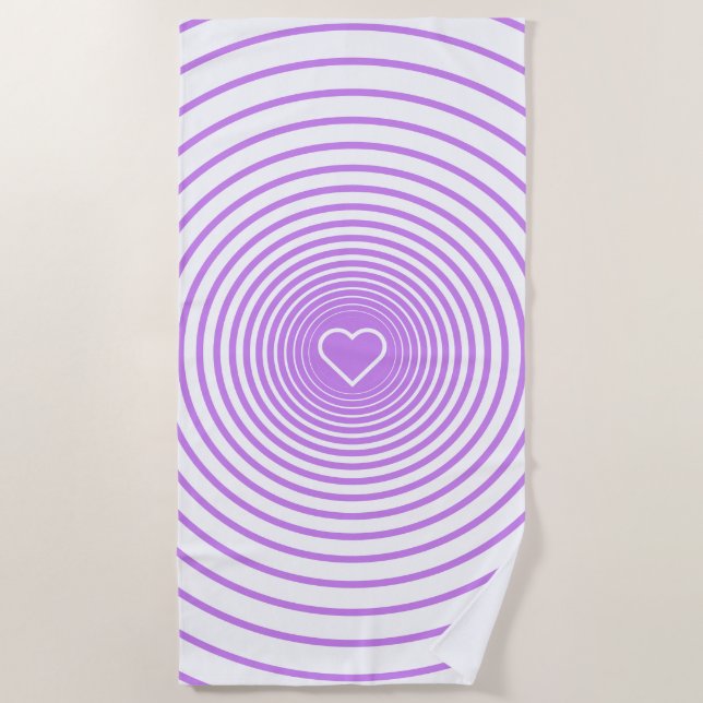 Purple Striped White Beach Towel (Front)