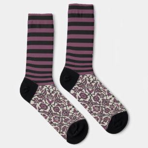 Purple stripes and floral pattern, Secretly Wild Socks