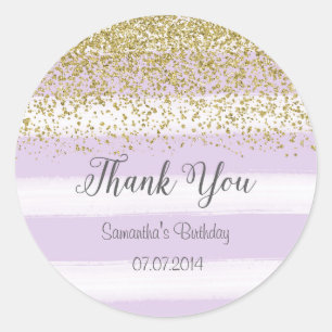 Purple Stripes Birthday Sticker