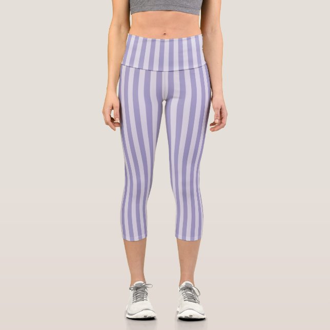 Purple Stripes Capri Leggings (Front)
