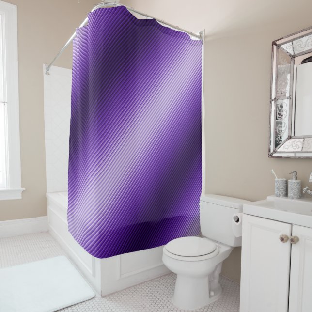 Purple Stripes Diagonal Texture Look  Shower Curtain (In Situ)